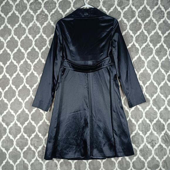 Nicole FARHI Coat Womens 8 Navy Double Breasted Shawl Collar Satin Lined Dressy - Picture 2 of 13